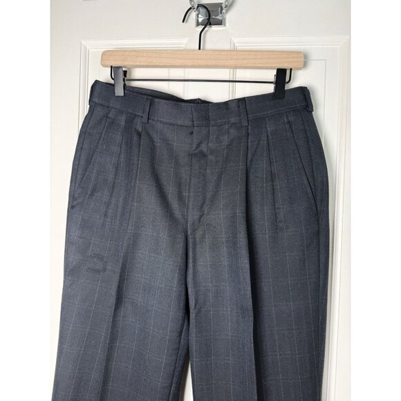 Gant Men’s 2 Piece Navy Blue Windowpane Check Pleated Euro Fit Suit Size In Disc - Picture 9 of 16